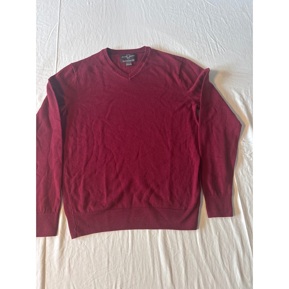 Black Brown‎ 1826 Sweater Mens Small Burgundy Red Merino Wool V-Neck Excellent